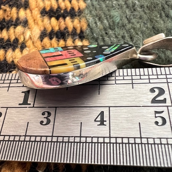 ❤️ Signed Galaxy Pueblo 925 Navajo “RD” Celestial Inlaid Pendant Native American - Picture 7 of 10